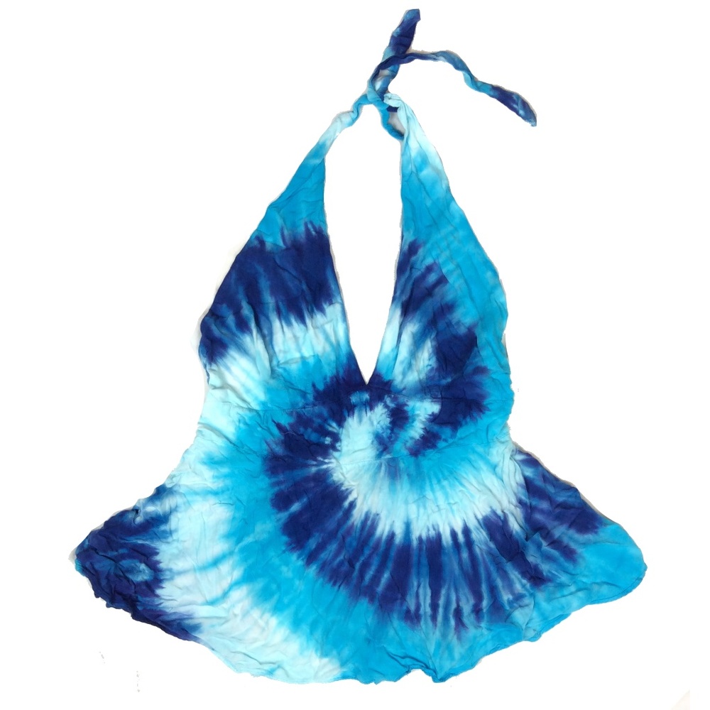 Open back tiedye halter top